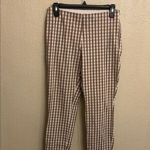A New Day Women Gingham Checkered Brown Pull Up Pants Size 4